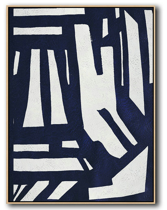 Handmade Large Contemporary Art,Buy Hand Painted Navy Blue Abstract Painting Online,Original Modern Art,Large Wall Art Handmade #Q2V1